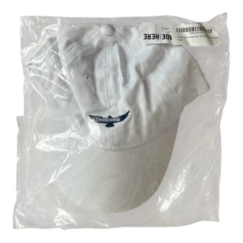 MADE HERE Classic Dad Hat White Blue Eagle Embroidered Snapback Baseball Cap New - Picture 5 of 7